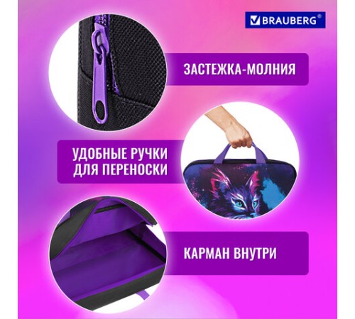 Папка на молнии с ручками BRAUBERG А4, 1 отделение, полиэстер, 80 мм, 