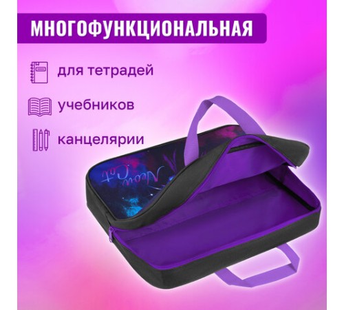 Папка на молнии с ручками BRAUBERG А4, 1 отделение, полиэстер, 80 мм, 