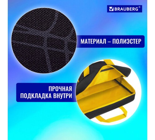 Папка на молнии с ручками BRAUBERG А4, 1 отделение, полиэстер, 80 мм, 