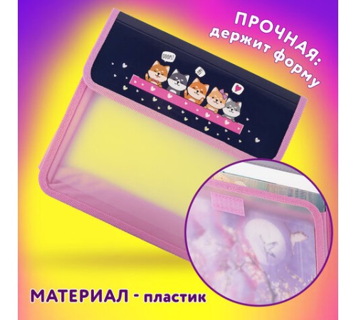 Папка для тетрадей ЮНЛАНДИЯ А5, пластик, 2 отделения, клапан на липучке, 