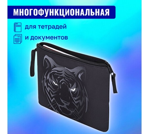 Папка для тетрадей BRAUBERG А5, 1 отделение, полиэстер, на молнии, с ручкой, 