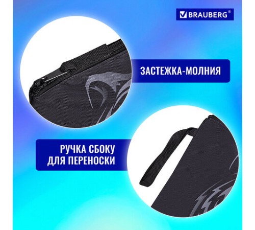Папка для тетрадей BRAUBERG А5, 1 отделение, полиэстер, на молнии, с ручкой, 
