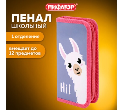 Пенал ПИФАГОР, 1 отделение, ламинированный картон, 19х9 см, 