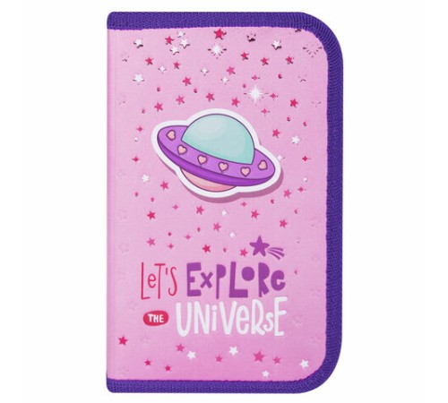 Пенал ЮНЛАНДИЯ, 1 отделение, металлизированный картон, конгрев, 19х11 см, 