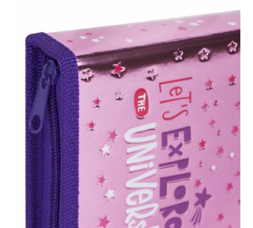 Пенал ЮНЛАНДИЯ, 1 отделение, металлизированный картон, конгрев, 19х11 см, 