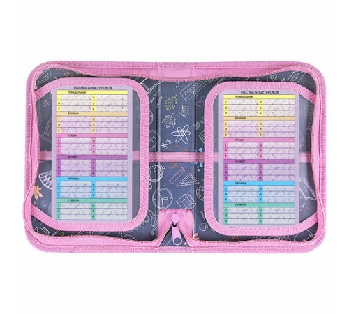 Пенал ПИФАГОР, 1 отделение, 2 откидные планки, полиэстер, 20х14 см, 