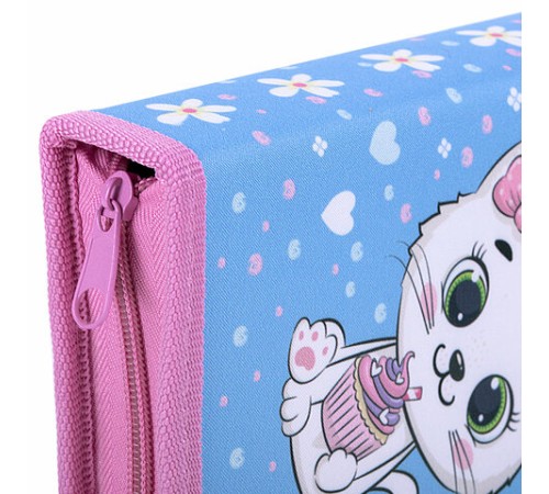 Пенал ПИФАГОР, 1 отделение, 2 откидные планки, полиэстер, 20х14 см, 