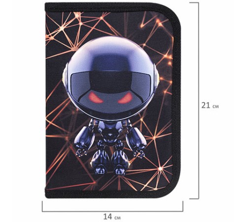 Пенал BRAUBERG, 1 отделение, 2 откидные планки, полиэстер, 21х14 см, 