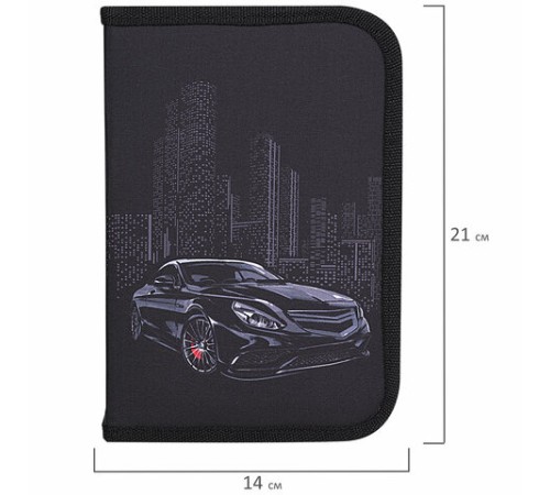 Пенал BRAUBERG, 1 отделение, 1 откидная планка, полиэстер, 21х14 см, 