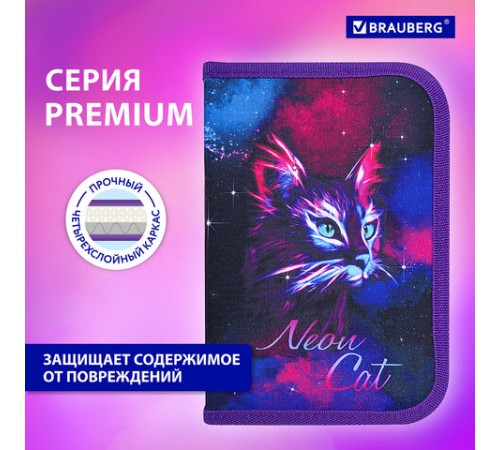 Пенал BRAUBERG с наполнением, 1 отделение, 1 откидная планка, 24 предмета, 21х14 см, 