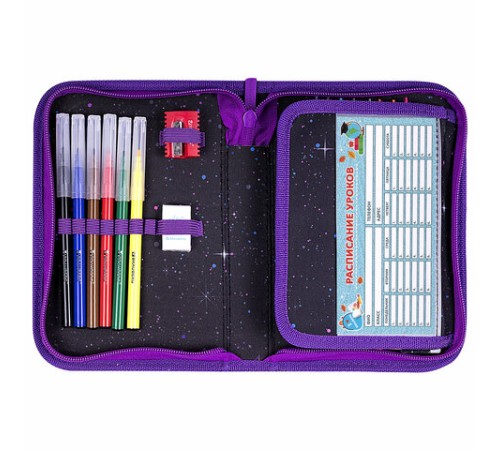 Пенал BRAUBERG с наполнением, 1 отделение, 1 откидная планка, 24 предмета, 21х14 см, 