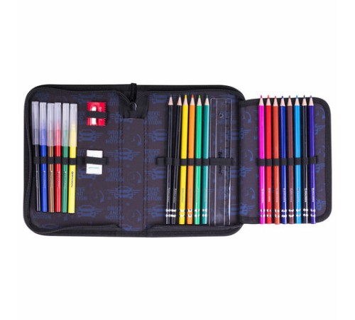 Пенал BRAUBERG с наполнением, 1 отделение, 1 откидная планка, 24 предмета, 21х14 см, 