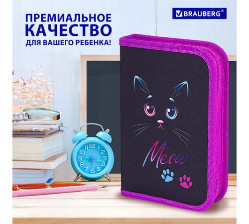 Пенал BRAUBERG, 1 отделение, полиэстер, 21х14 см, 