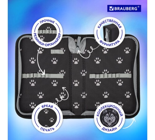 Пенал BRAUBERG, 1 отделение, полиэстер, 21х14 см, 