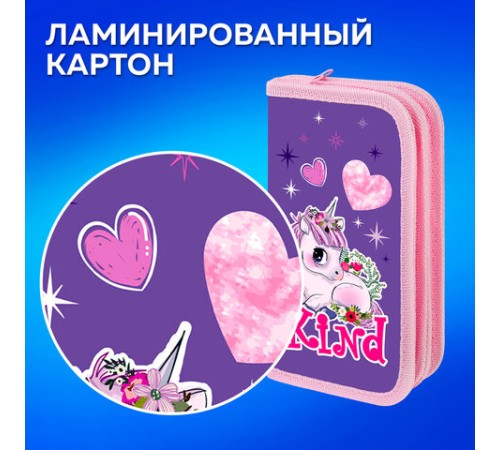 Пенал ПИФАГОР, 2 отделения, ламинированный картон, 19х11 см, 