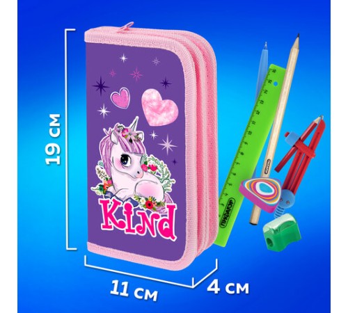 Пенал ПИФАГОР, 2 отделения, ламинированный картон, 19х11 см, 