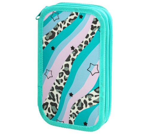 Пенал ЮНЛАНДИЯ, 2 отделения, ламинированный картон, блестки, 19х11 см, 