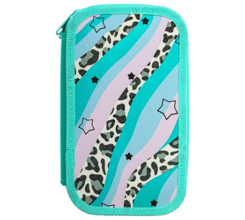 Пенал ЮНЛАНДИЯ, 2 отделения, ламинированный картон, блестки, 19х11 см, 