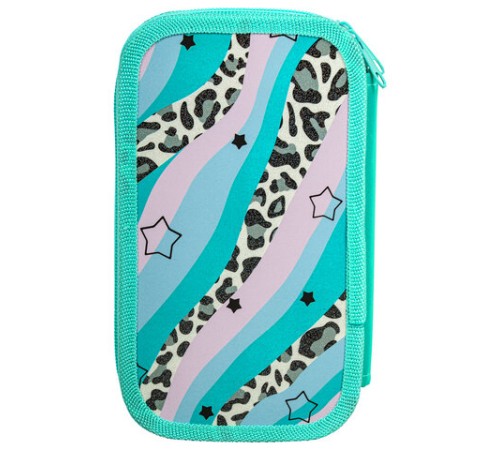 Пенал ЮНЛАНДИЯ, 2 отделения, ламинированный картон, блестки, 19х11 см, 