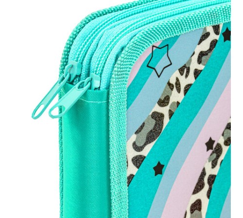 Пенал ЮНЛАНДИЯ, 2 отделения, ламинированный картон, блестки, 19х11 см, 