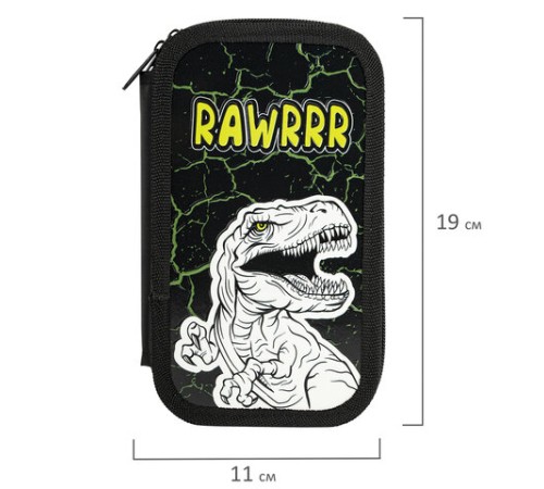 Пенал ЮНЛАНДИЯ, 2 отделения, ламинированный картон, конгрев, 19х11 см, 