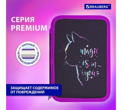 Пенал BRAUBERG, 2 отделения, полиэстер, 21х14 см, 