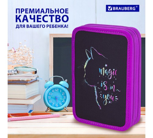 Пенал BRAUBERG, 2 отделения, полиэстер, 21х14 см, 