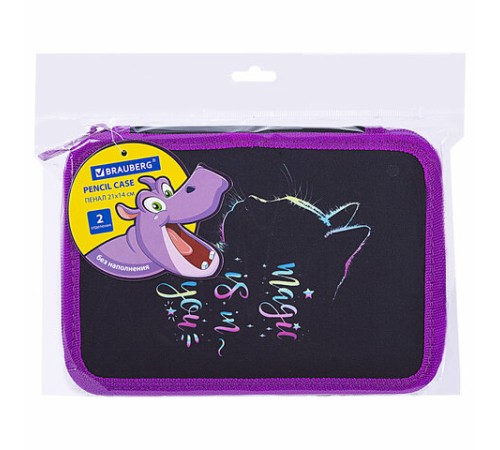 Пенал BRAUBERG, 2 отделения, полиэстер, 21х14 см, 