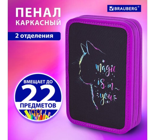 Пенал BRAUBERG, 2 отделения, полиэстер, 21х14 см, 