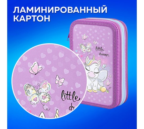 Пенал ПИФАГОР, 3 отделения, ламинированный картон, 19х11 см, 