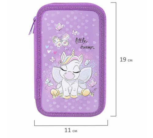 Пенал ПИФАГОР, 3 отделения, ламинированный картон, 19х11 см, 