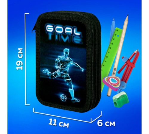 Пенал ПИФАГОР, 3 отделения, ламинированный картон, 19х11 см, 