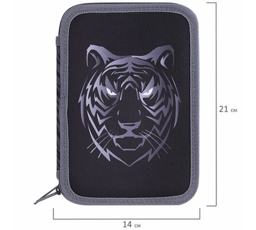 Пенал BRAUBERG, 3 отделения, полиэстер, 21х14 см, 