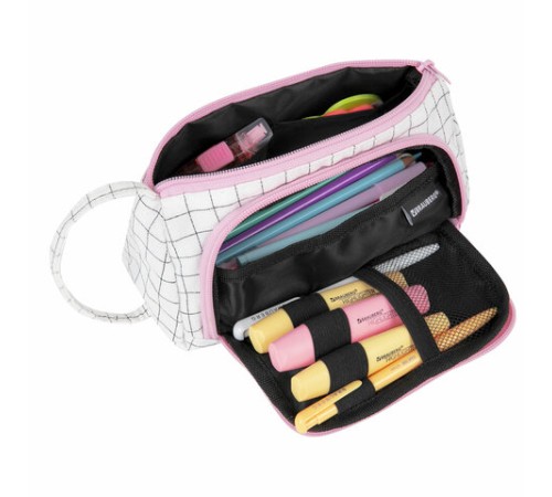 Пенал-косметичка BRAUBERG с ручкой, 1 откидная планка, полиэстер, 22x10х8 см, 