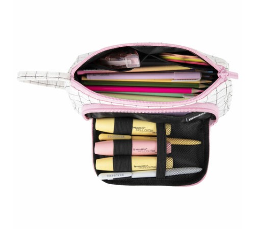Пенал-косметичка BRAUBERG с ручкой, 1 откидная планка, полиэстер, 22x10х8 см, 