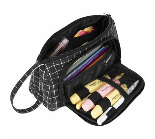 Пенал-косметичка BRAUBERG с ручкой, 1 откидная планка, полиэстер, 22x10х8 см, 