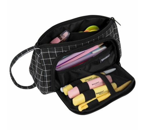 Пенал-косметичка BRAUBERG с ручкой, 1 откидная планка, полиэстер, 22x10х8 см, 