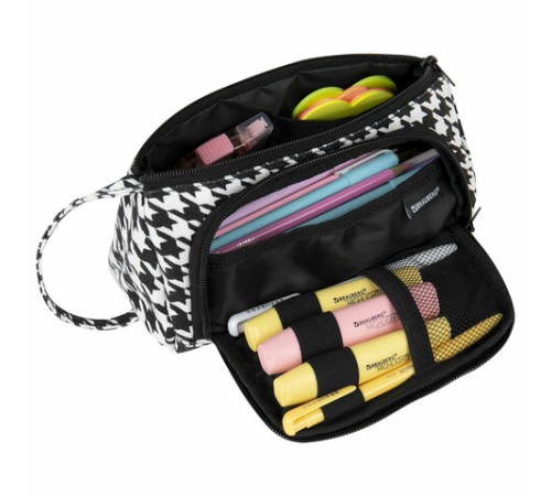 Пенал-косметичка BRAUBERG с ручкой, 1 откидная планка, полиэстер, 22x10х8 см, 