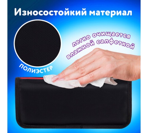 Пенал мягкий ЮНЛАНДИЯ, 2 отделения, полиэстер, 