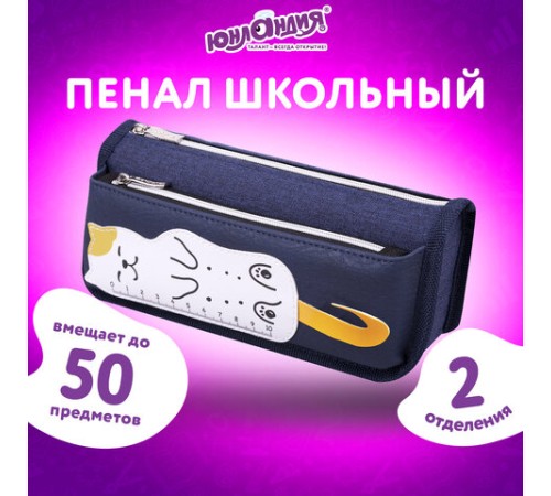 Пенал мягкий ЮНЛАНДИЯ, 2 отделения, полиэстер, 