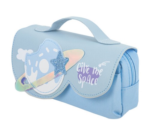 Пенал мягкий ЮНЛАНДИЯ с ручкой, 2 отделения, полиэстер, 