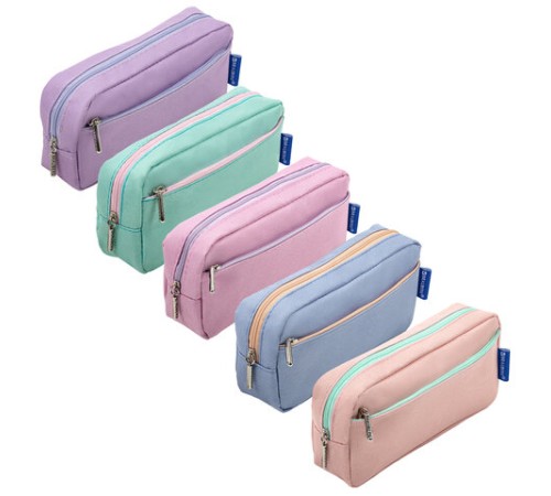 Пенал мягкий BRAUBERG, 2 отделения, ассорти 5 цветов, 