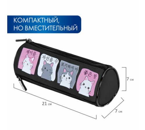 Пенал мягкий BRAUBERG, 3 отделения, нейлон, 21х7х7 см, 