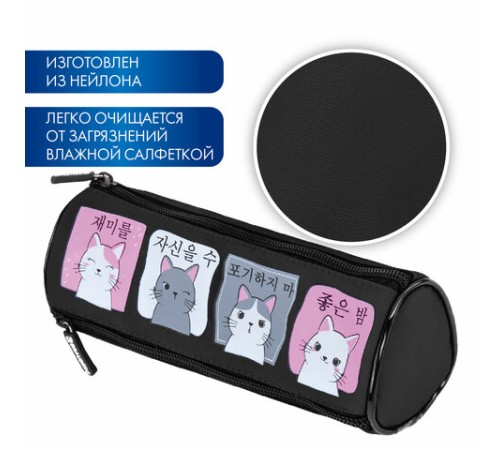 Пенал мягкий BRAUBERG, 3 отделения, нейлон, 21х7х7 см, 