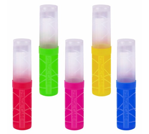 Пенал-тубус ПИФАГОР пластиковый, ассорти, 5 цветов, 19,5х4,5 см, 271582