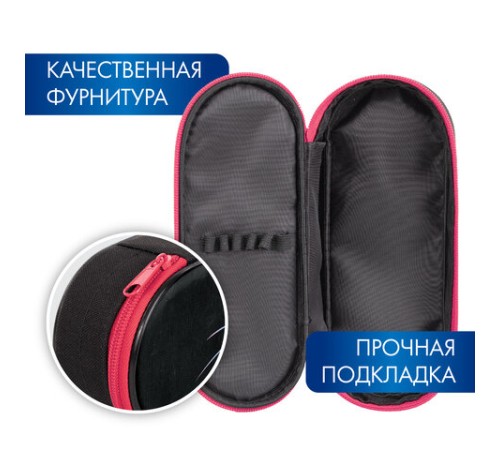 Пенал-футляр BRAUBERG, 1 отделение, органайзер, полиэстер, 22x9x5 см, 