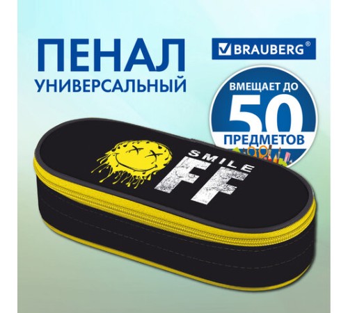 Пенал-футляр BRAUBERG, 1 отделение, органайзер, полиэстер, 22x9x5 см, 