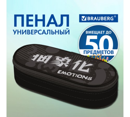 Пенал-футляр BRAUBERG, 1 отделение, органайзер, полиэстер, 22x9x5 см, 