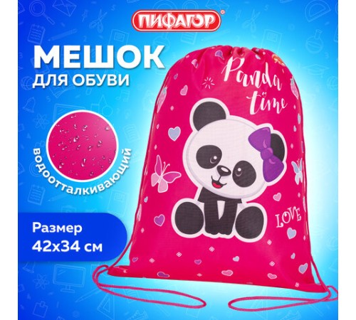 Мешок для обуви ПИФАГОР, 1 отделение, 42х34 см, 