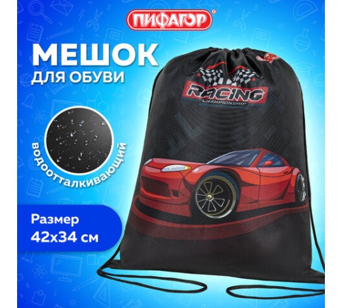 Мешок для обуви ПИФАГОР, 1 отделение, 42х34 см, 